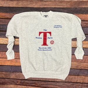VTG The Boston T Party Gray Crewneck 1990s Pullover Jumper Sweatshirt